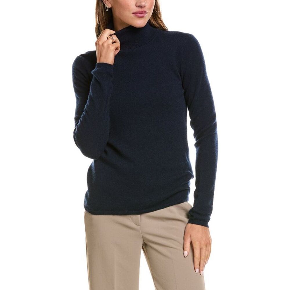 Incashmere Womens  Basic Turtleneck 100% Cashmere Sweater, Navy